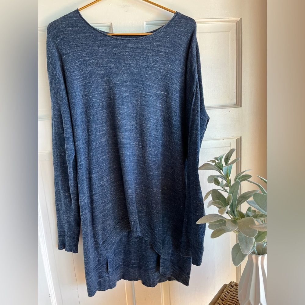 New Eileen fisher long sleeve scoop neck blue sweater dress
